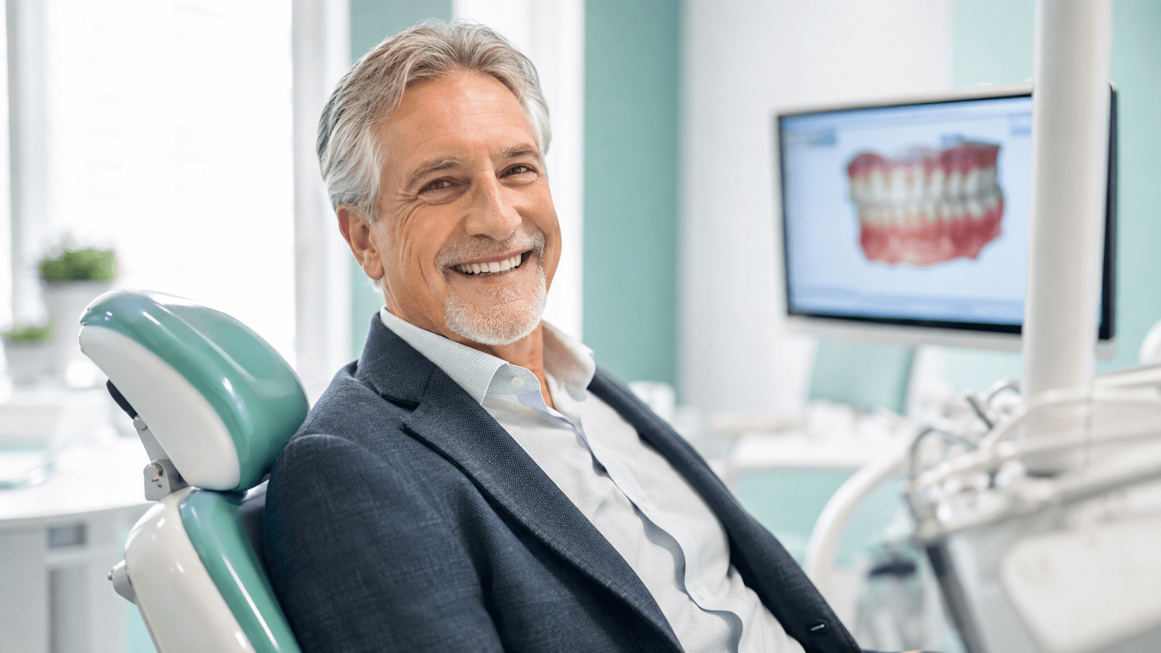 A foreign patient smiling at an English-speaking dental clinic in Korea after implant treatment.