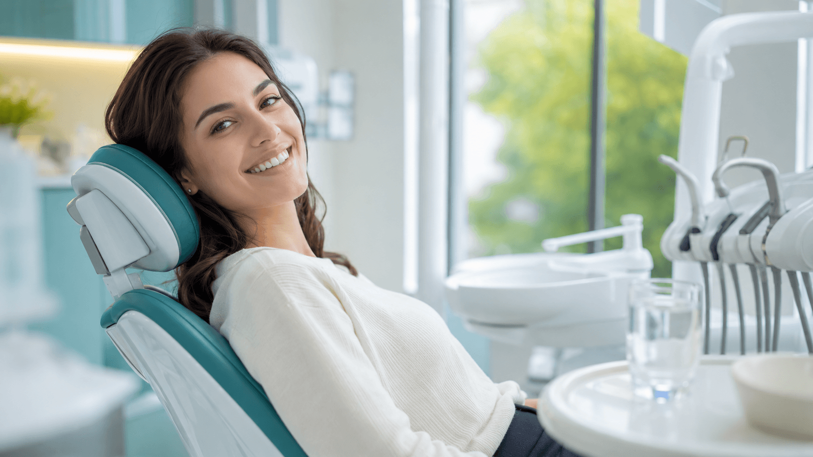A relieved foreign patient smiling at an English-speaking dental clinic in Korea after treatment for sensitive teeth.
